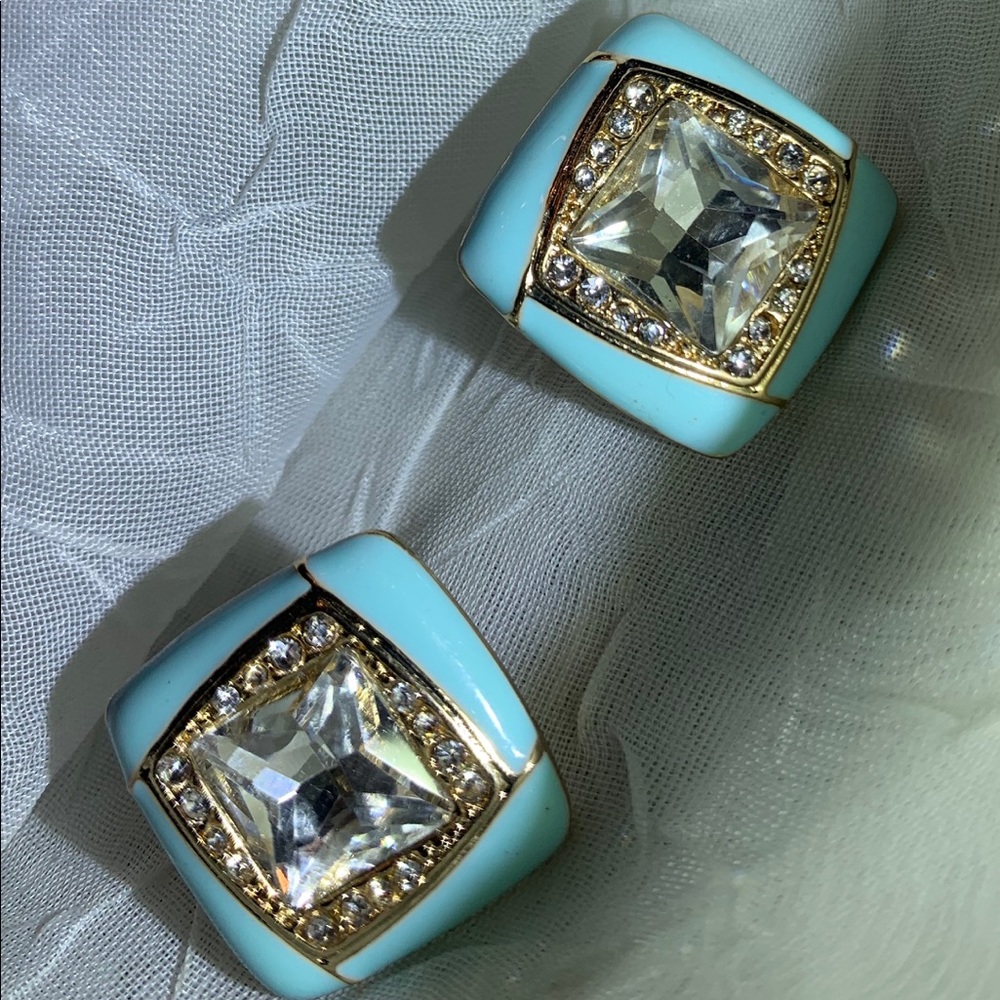 Baby blue enamel earrings